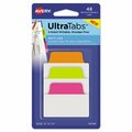 Avery Dennison Avery, ULTRA TABS REPOSITIONABLE STANDARD TABS, 1/5-CUT TABS, ASSORTED NEON, 2in WIDE, 48PK 74756